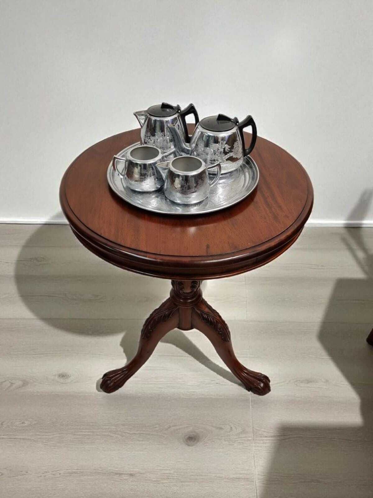 Vintage 1960s Chippendale Style Mahogany Side Table / Claw & Ball Feet / Carved Details photo vintage