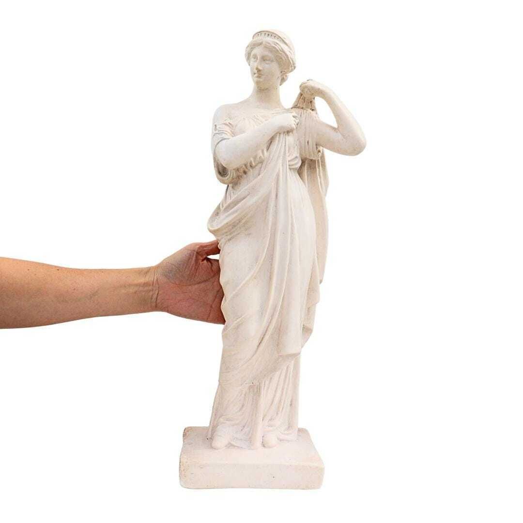 Large Antique Plaster Cast Tanagra Lady Arranging Garments 19th Century Museum Replica, Academia Decor photo vinterior