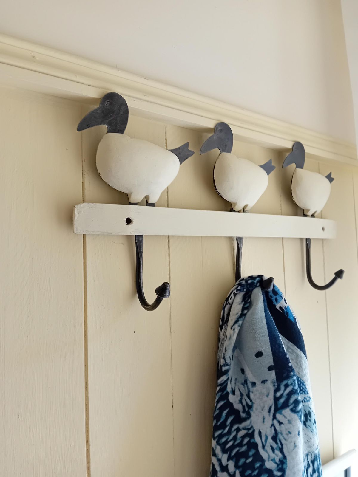 Vintage Wooden Duck Coat Hooks: Rustic French Decor, Set Of 3 photo 68.0