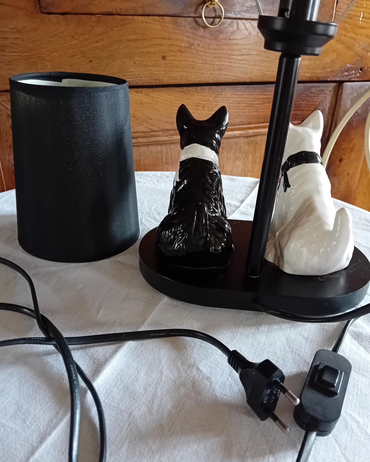 Table Lamp Electric Vintage Black And White Scotty Dog Lighting With Replacement Shade photo 103.0