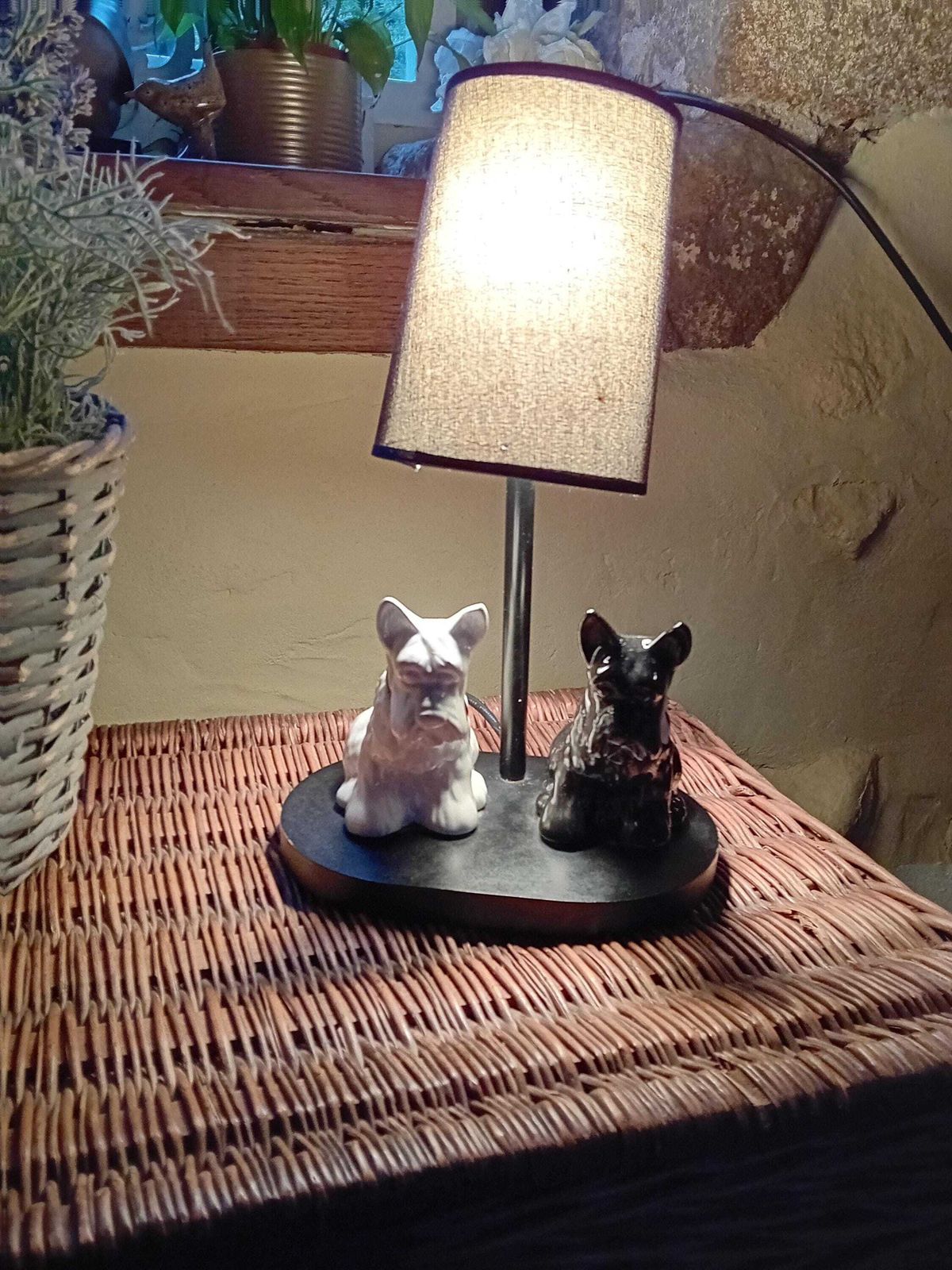 Table Lamp Electric Vintage Black And White Scotty Dog Lighting With Replacement Shade photo vintage