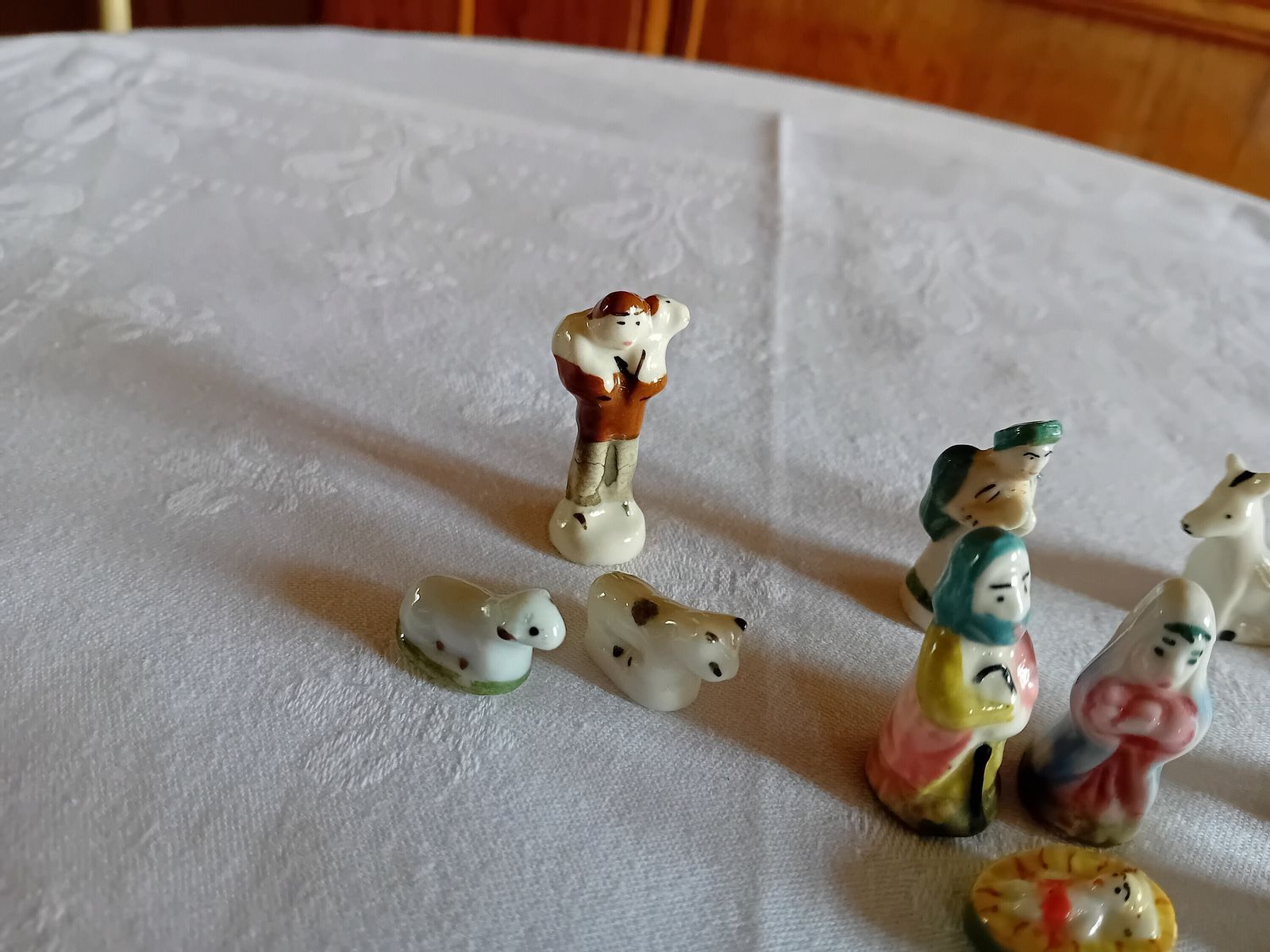 Miniature Nativity Scene Tweleve Vintage Hand Painted Feves photo buy