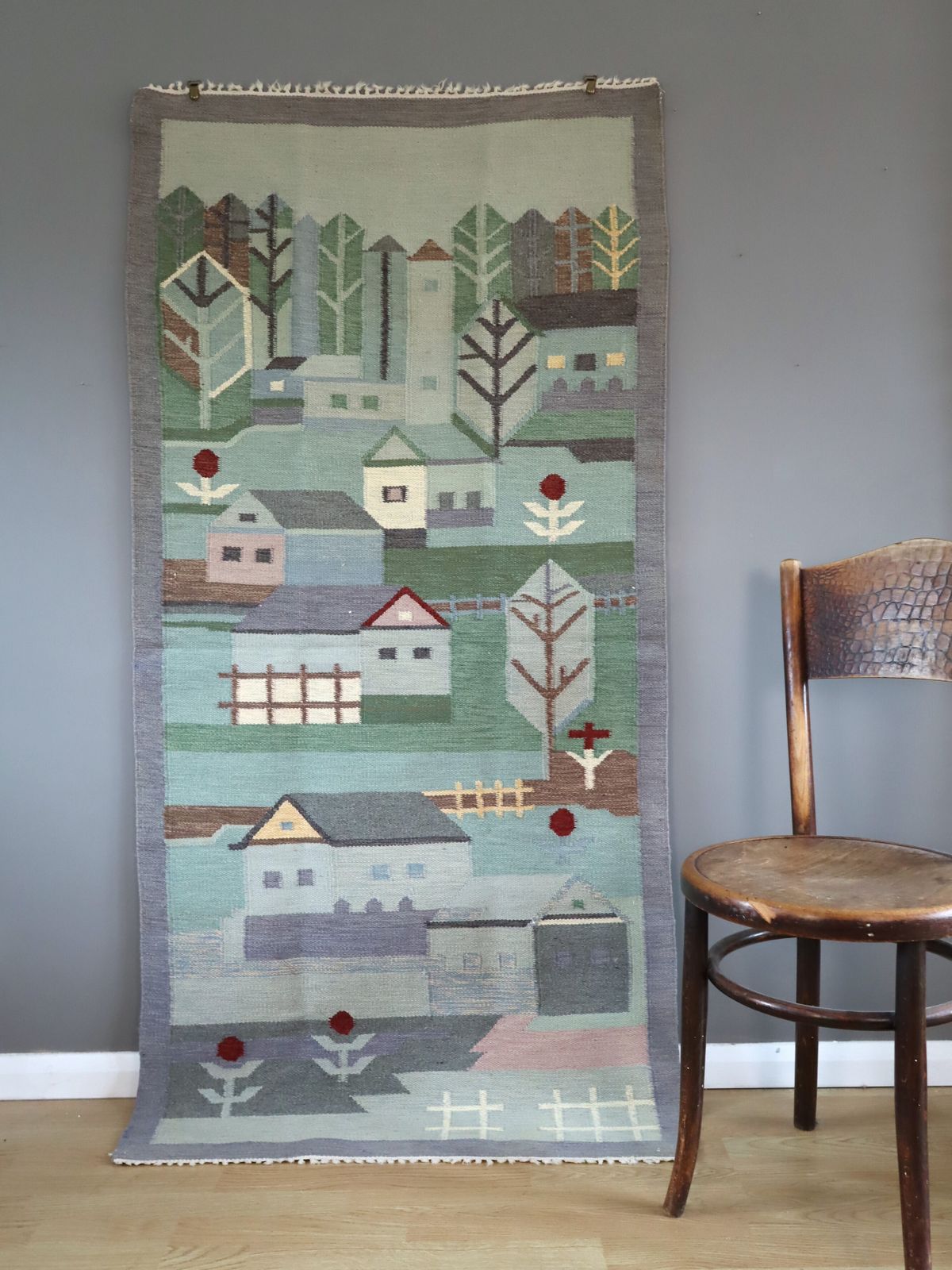 Storybook Wall Hanging, Boho Oil Painting photo furniture