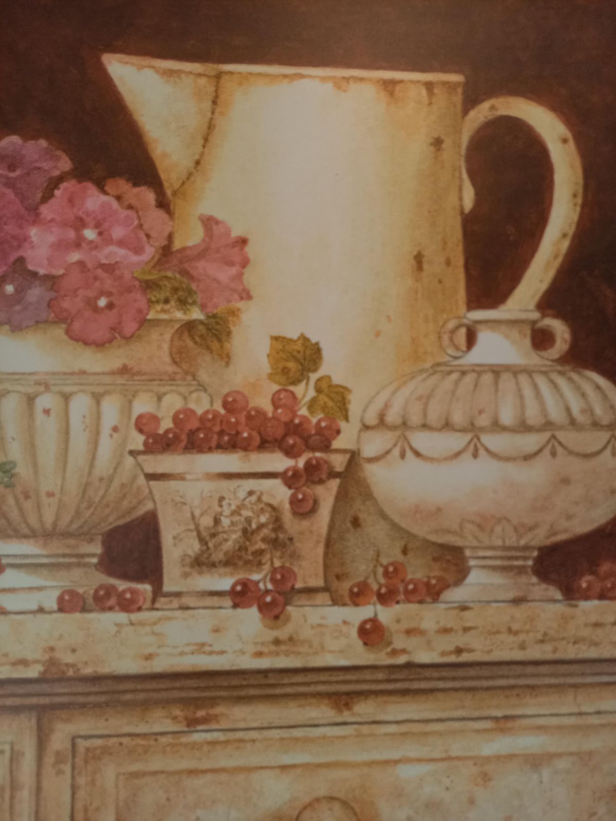 Vintage French Wall Decor Floral Print Pink Shabby Chic photo 76.0