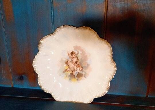 photo furniture Antique French Cherub Plates Paris Porcelaine Set Of Two