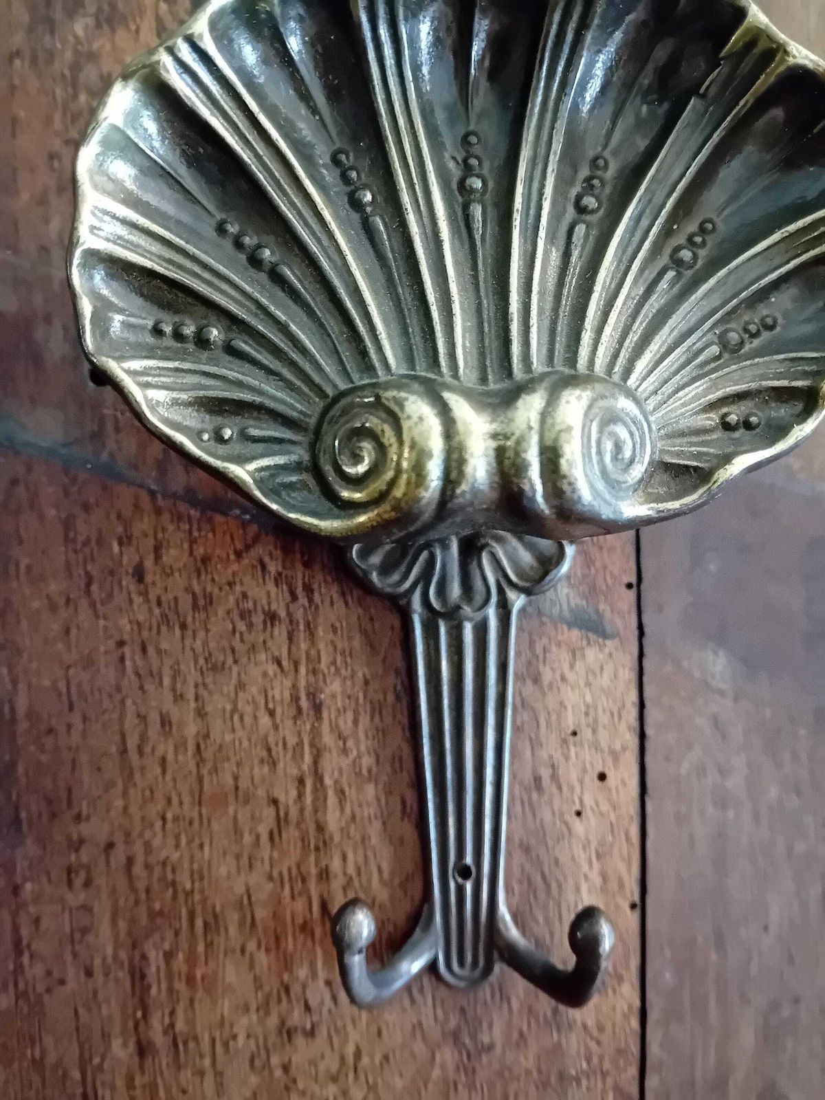 Coat Hooks A Set Of Two Shell Shaped Bronze Wall Hooks For Coats And Scarfs photo for sale