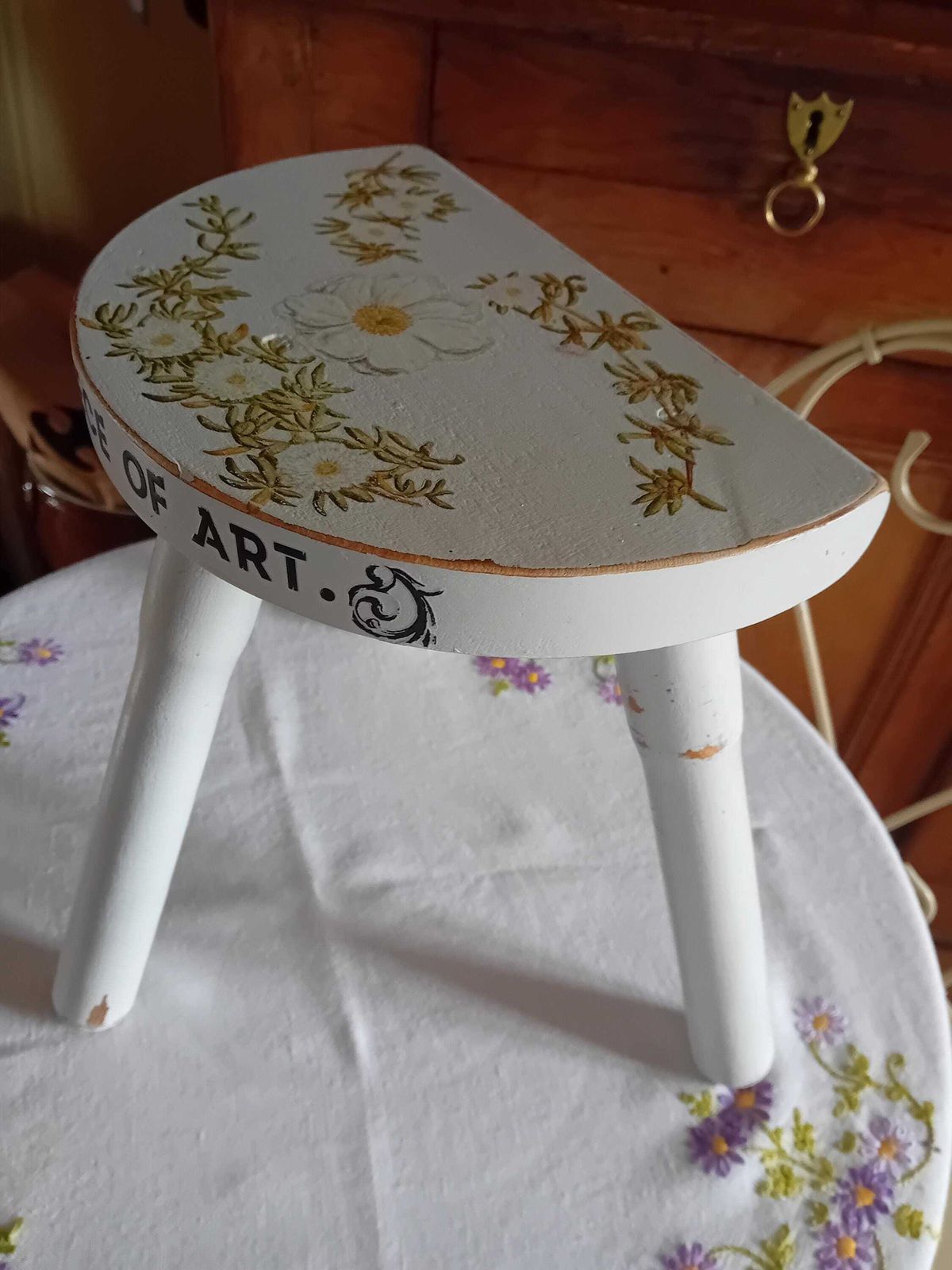 Milking Stool French Vintage Three Legged Furniture photo vinterior
