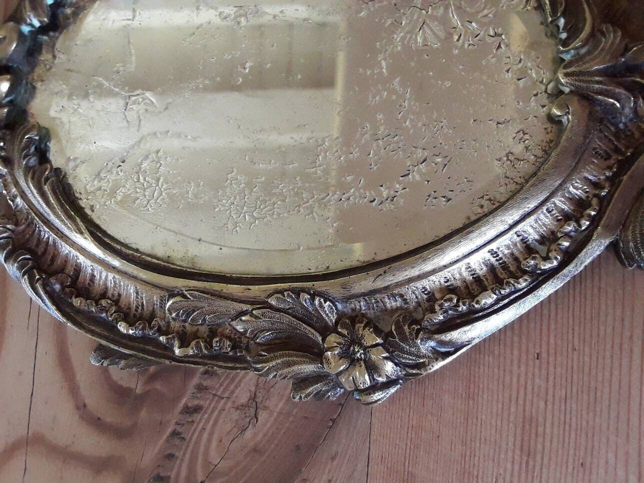 Antique Bronze Hand Mirror French Shabby Chic photo buy