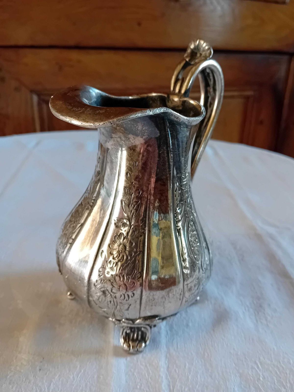 Jug Small Britannia Metal Electro Plated Pitcher Very Pretty Antique Ideal For Dried Flowers photo for sale