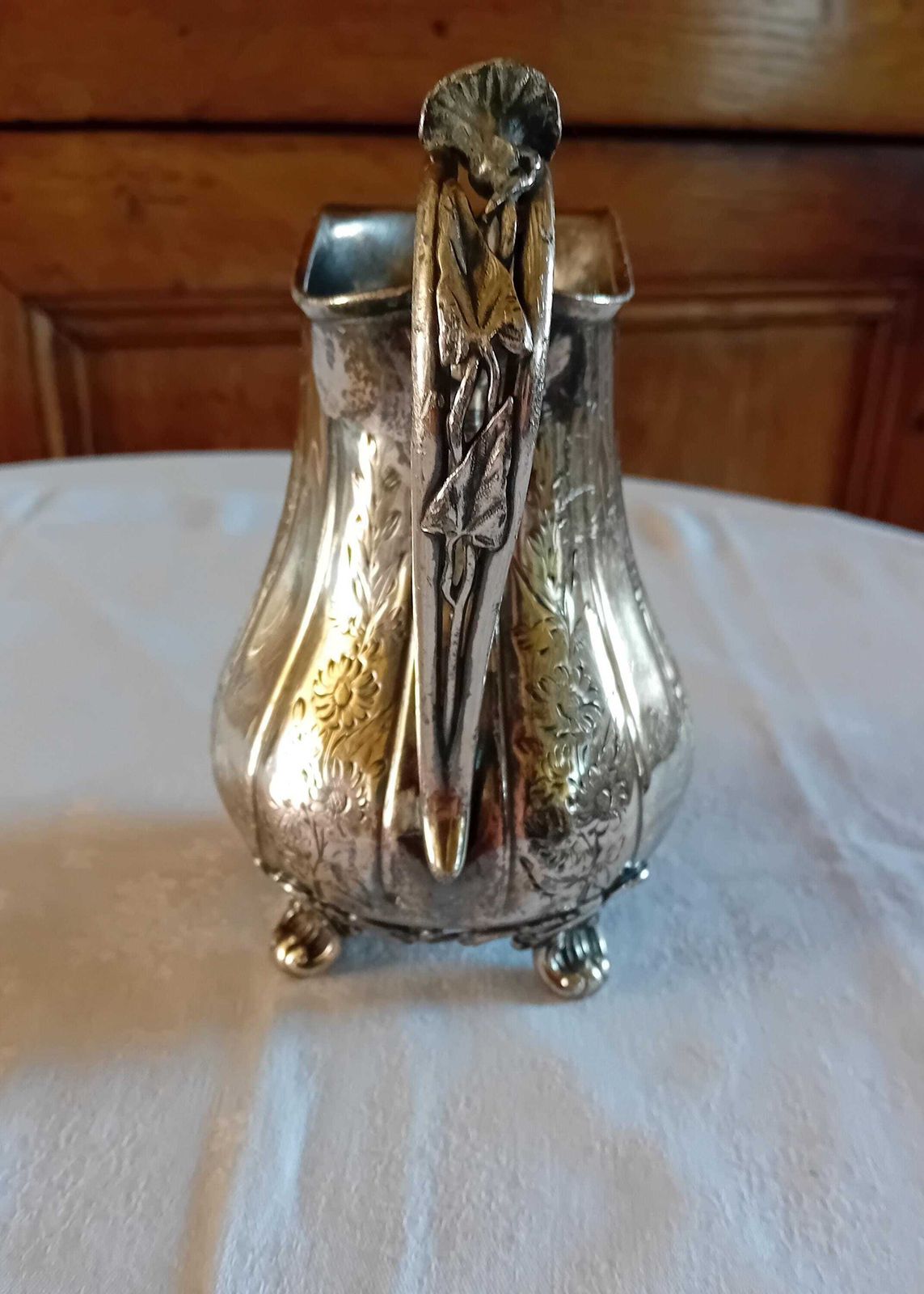 Jug Small Britannia Metal Electro Plated Pitcher Very Pretty Antique Ideal For Dried Flowers photo Home Decor