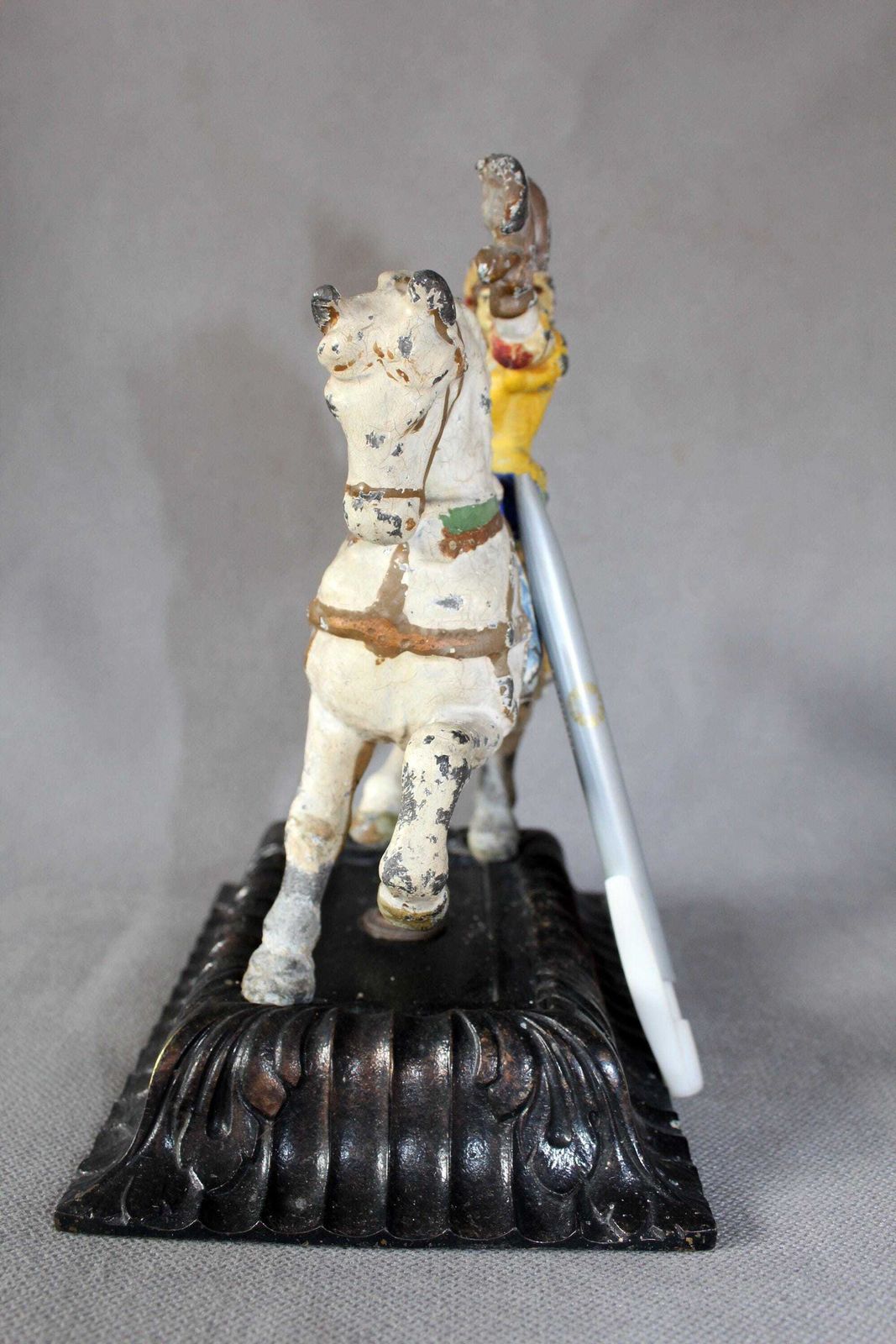 photo for sale Large And Heavy Sculpture Of A Falconer On Horseback, Lady Writer, Cold Painted, Could Be Bronze As Non Magnetic, Equestrian, Horse, Bird