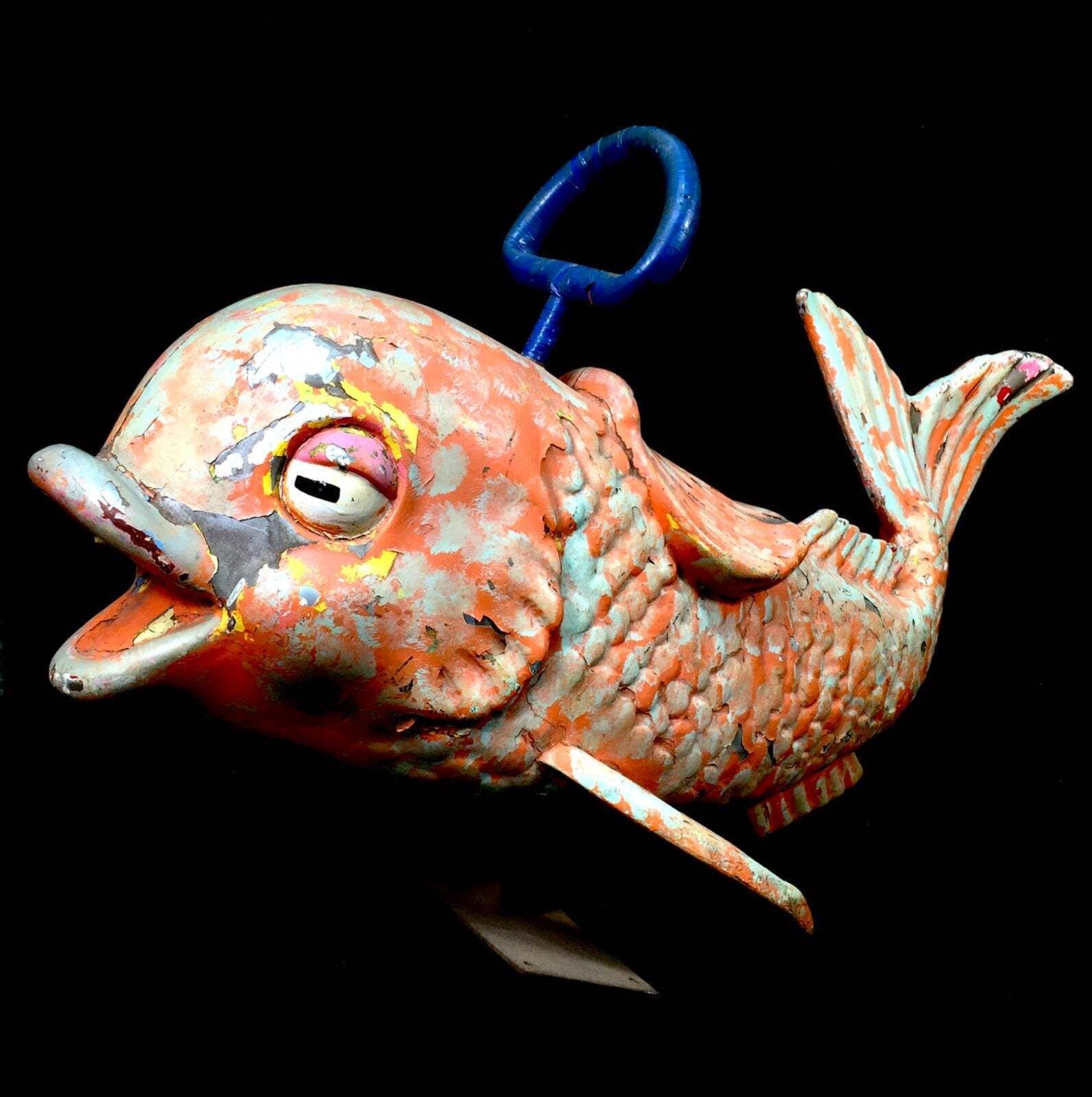 Vintage 1970s Salvaged Fairground Ride Merry Go Round Fibreglass Dolphin Fish