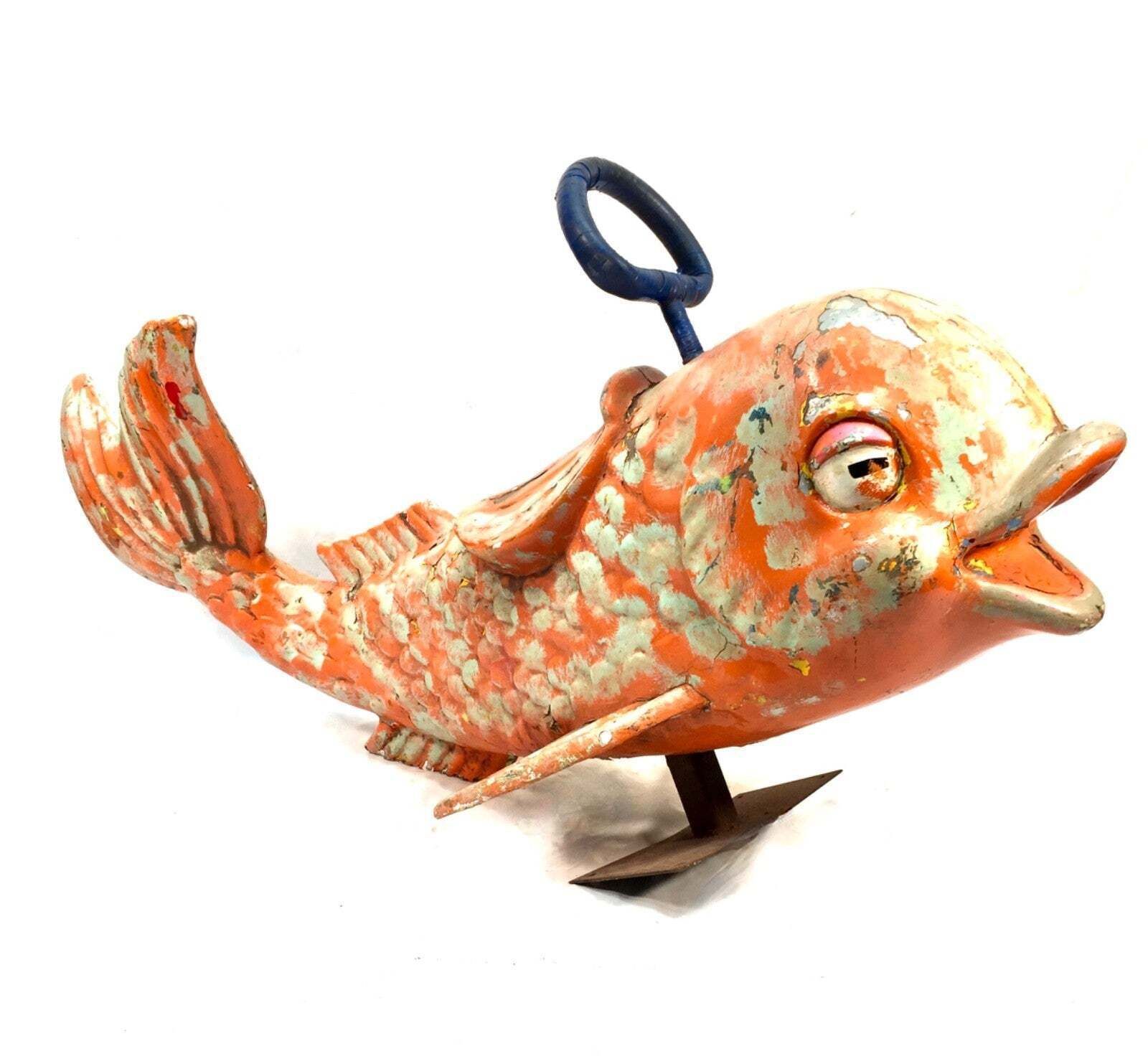 Vintage 1970s Salvaged Fairground Ride Merry Go Round Fibreglass Dolphin Fish photo furniture