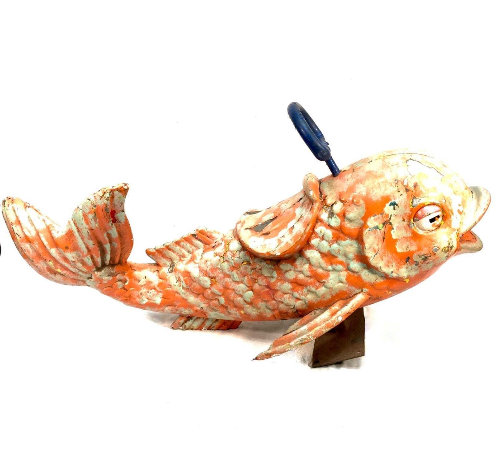 photo for sale Vintage 1970s Salvaged Fairground Ride Merry Go Round Fibreglass Dolphin Fish