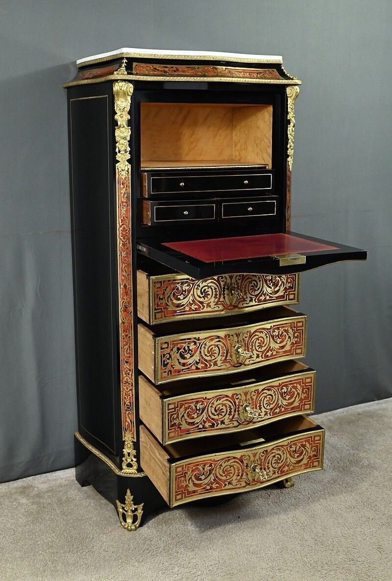 Secretary In “Boulle” Marquetry, Napoleon III Period – Mid 19th Century photo 4650.0