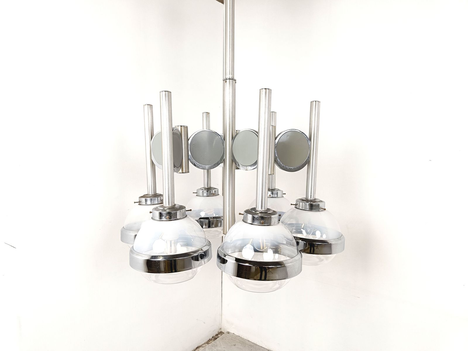 Vintage Italian Glass Globe Space Age Chandelier, 1970s photo 750.0