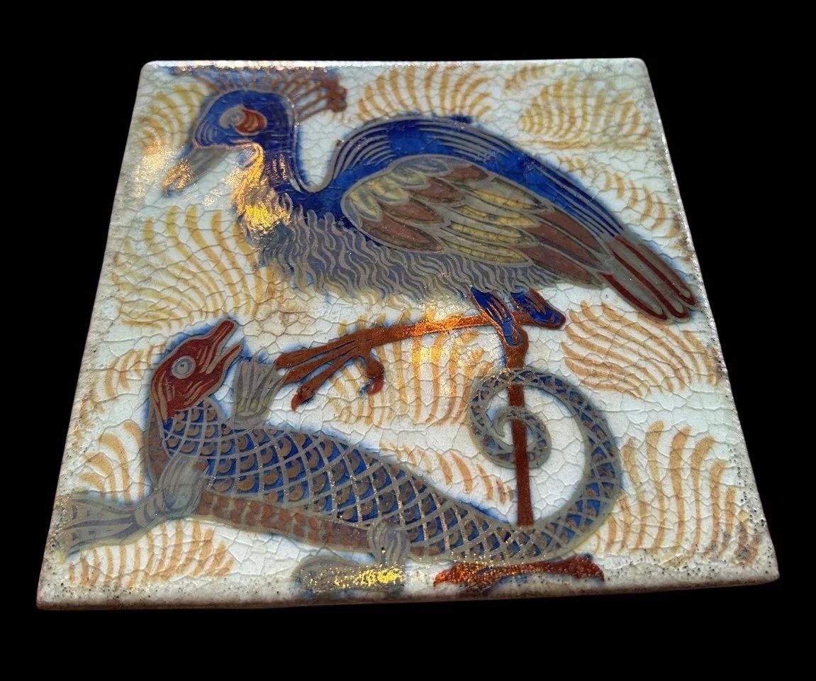 William De Morgan Tile, 1800s, Antique