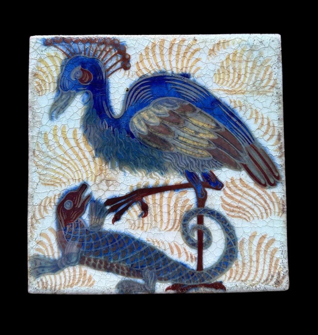 William De Morgan Tile, 1800s, Antique photo furniture