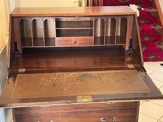 Antique Queen Anne Style, Mahogany Bureau, Waring And Gillow, C1930 photo vintage