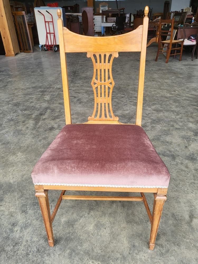 20thc Square Legs Rose Fabric Bedroom Bathroom Chair photo Furniture