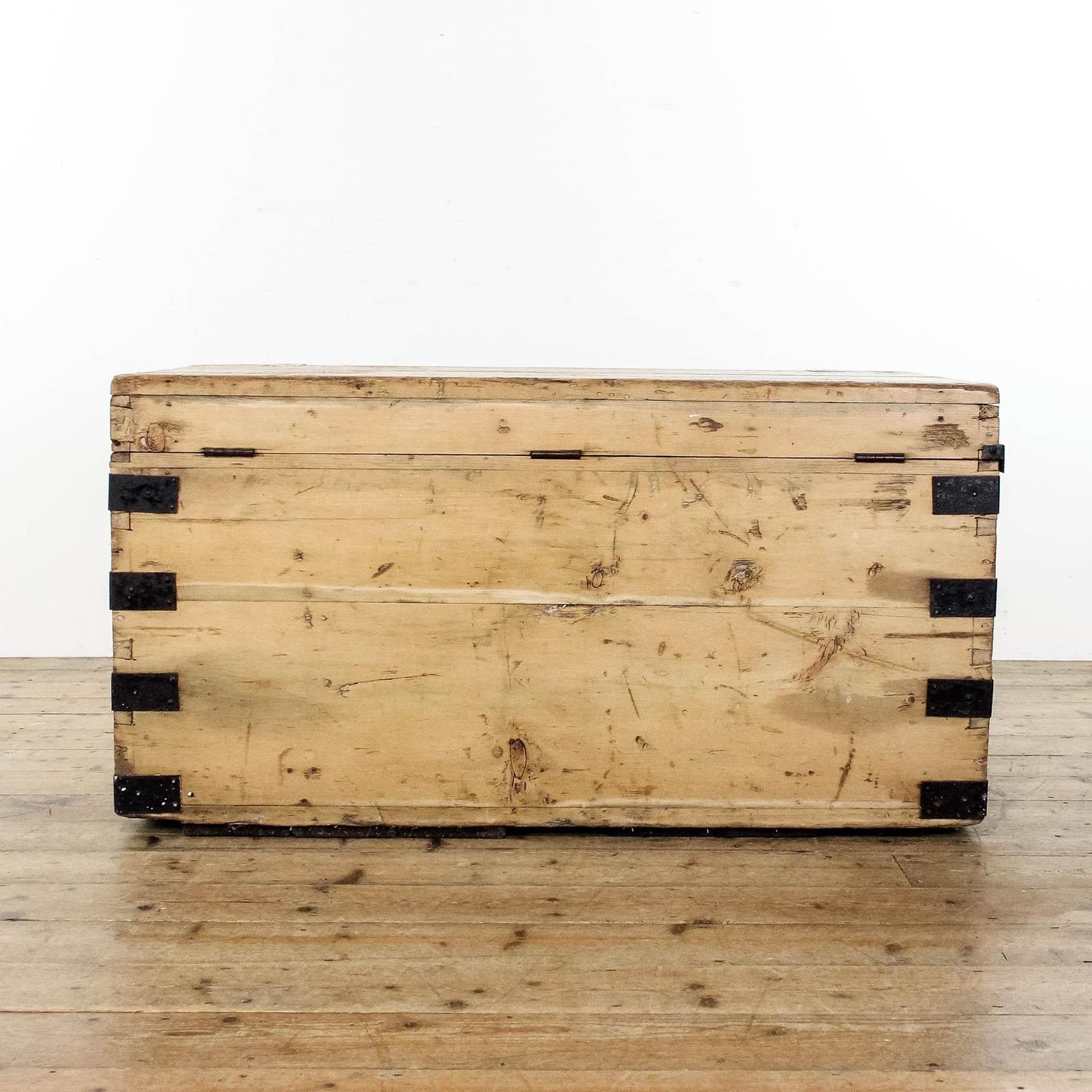 Antique Pine Metal Bound Chest | Antique Furniture | Antique Trunk | Antique Storage | Pine Trunks | Blanket Box photo Furniture