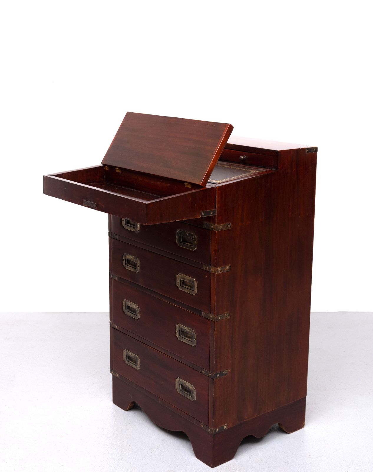 Military Campaign Style Mahogany Davenport Desk. England photo for sale