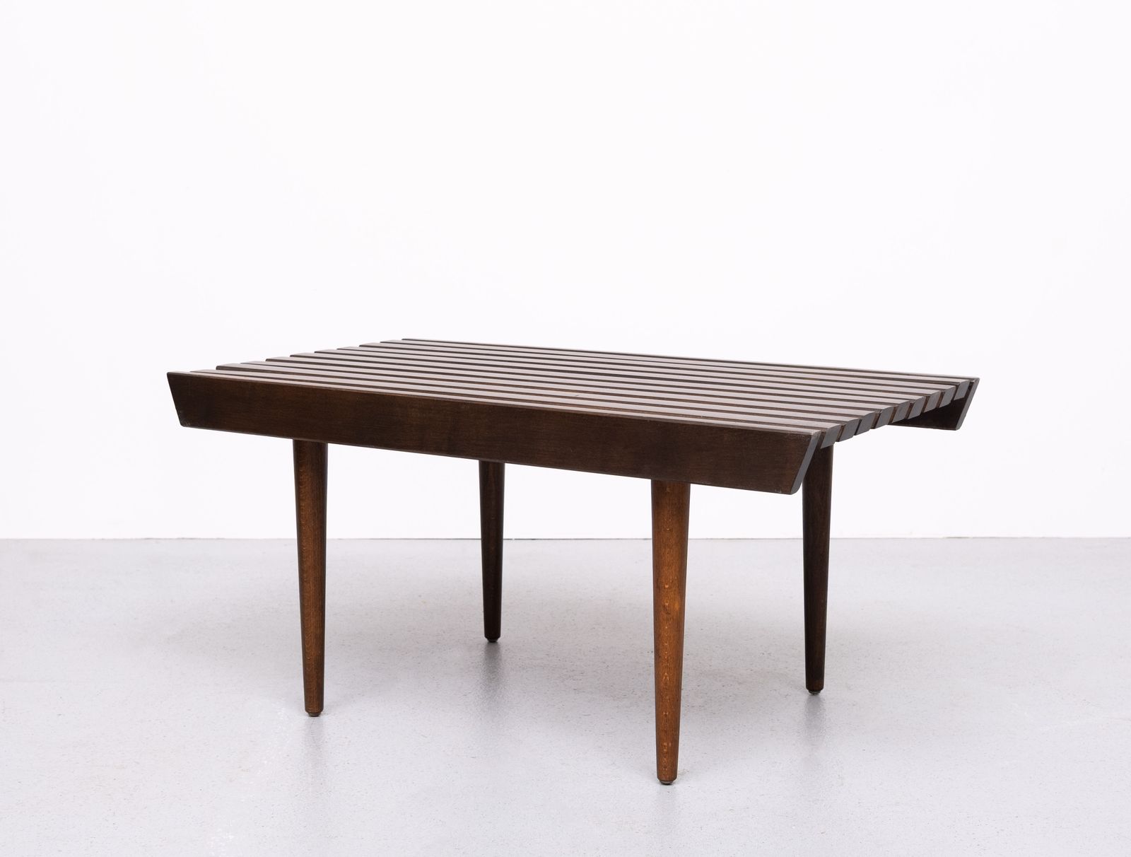 1960's Mid Century Modern Danish Style Wood Slat Coffee Table photo vinterior