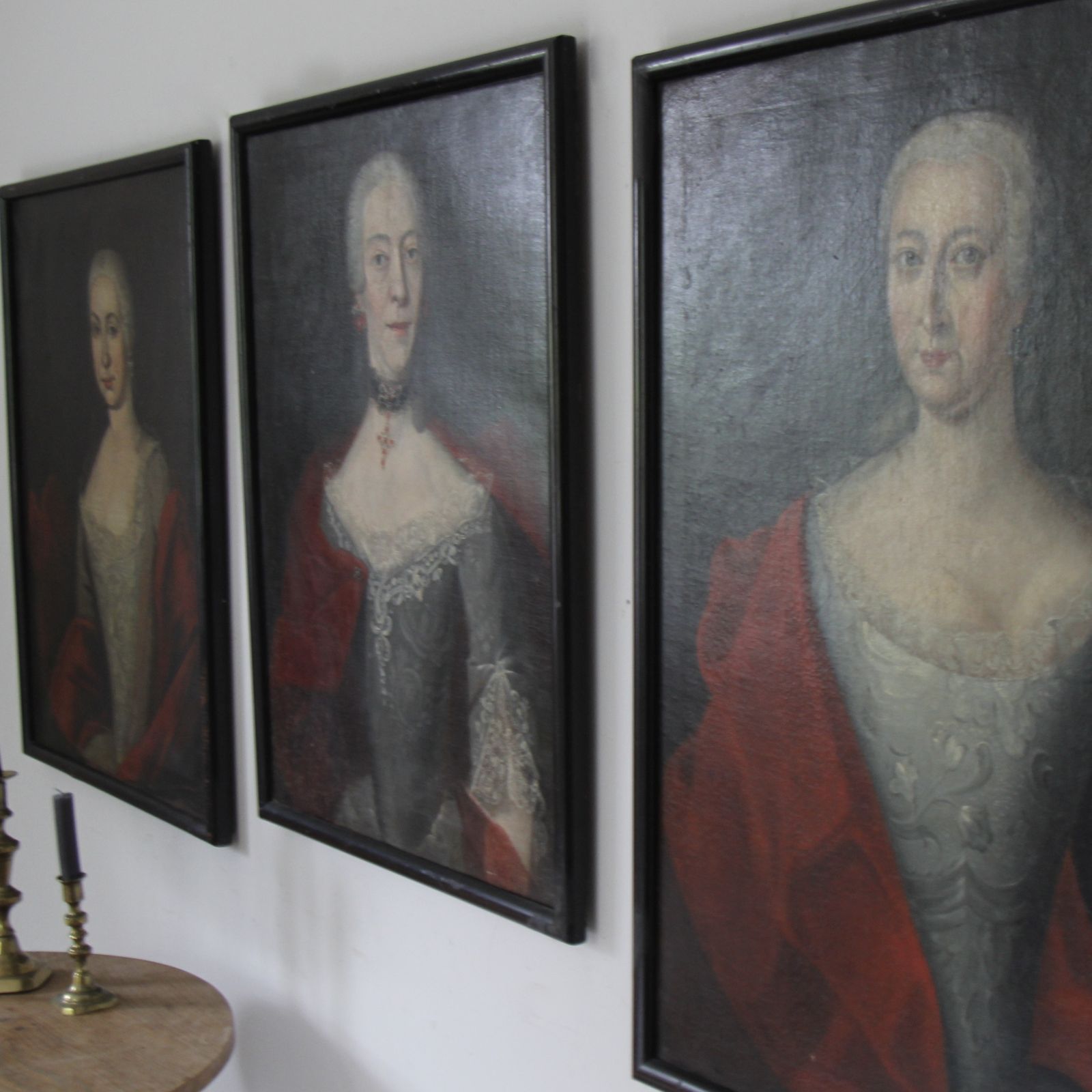 Large 18th Century Portraits Of Mother And Daugthers Antique Portraits Oil On Canvas photo buy