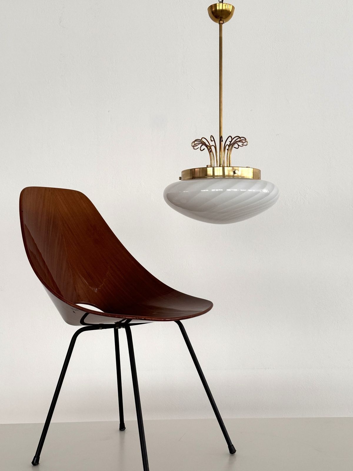 Italian Midcentury Chandelier "Medusa Jellyfish" With Swirl Glass, 1970s photo for sale