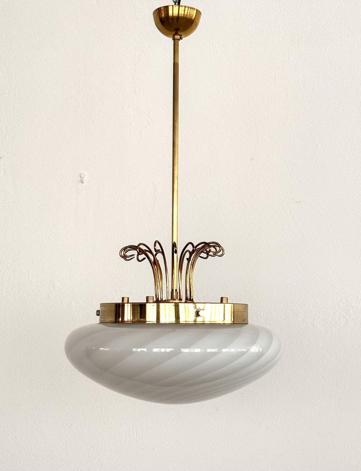 Italian Midcentury Chandelier "Medusa Jellyfish" With Swirl Glass, 1970s photo vintage