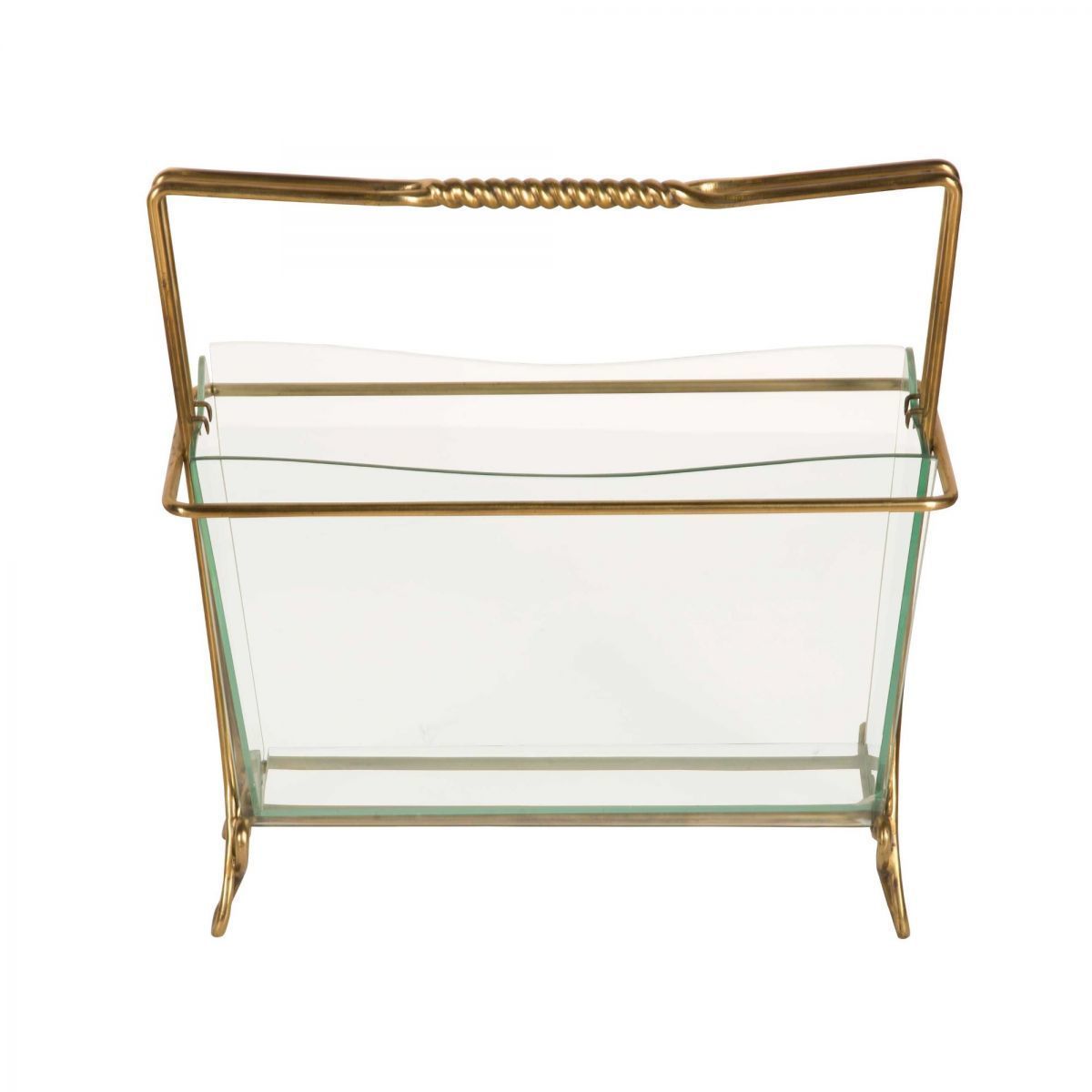 A 20 C Italian Brass & Glass Magazine Holder By Cristal Arte photo furniture