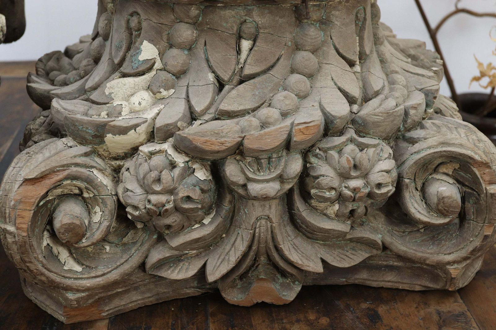 975.0 Late 18th Century Hand Carved Teak Indian Pillar Capitals photo