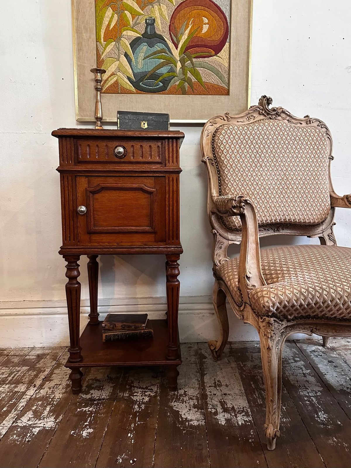 Belgian Oak Bedside Marble Top C1910