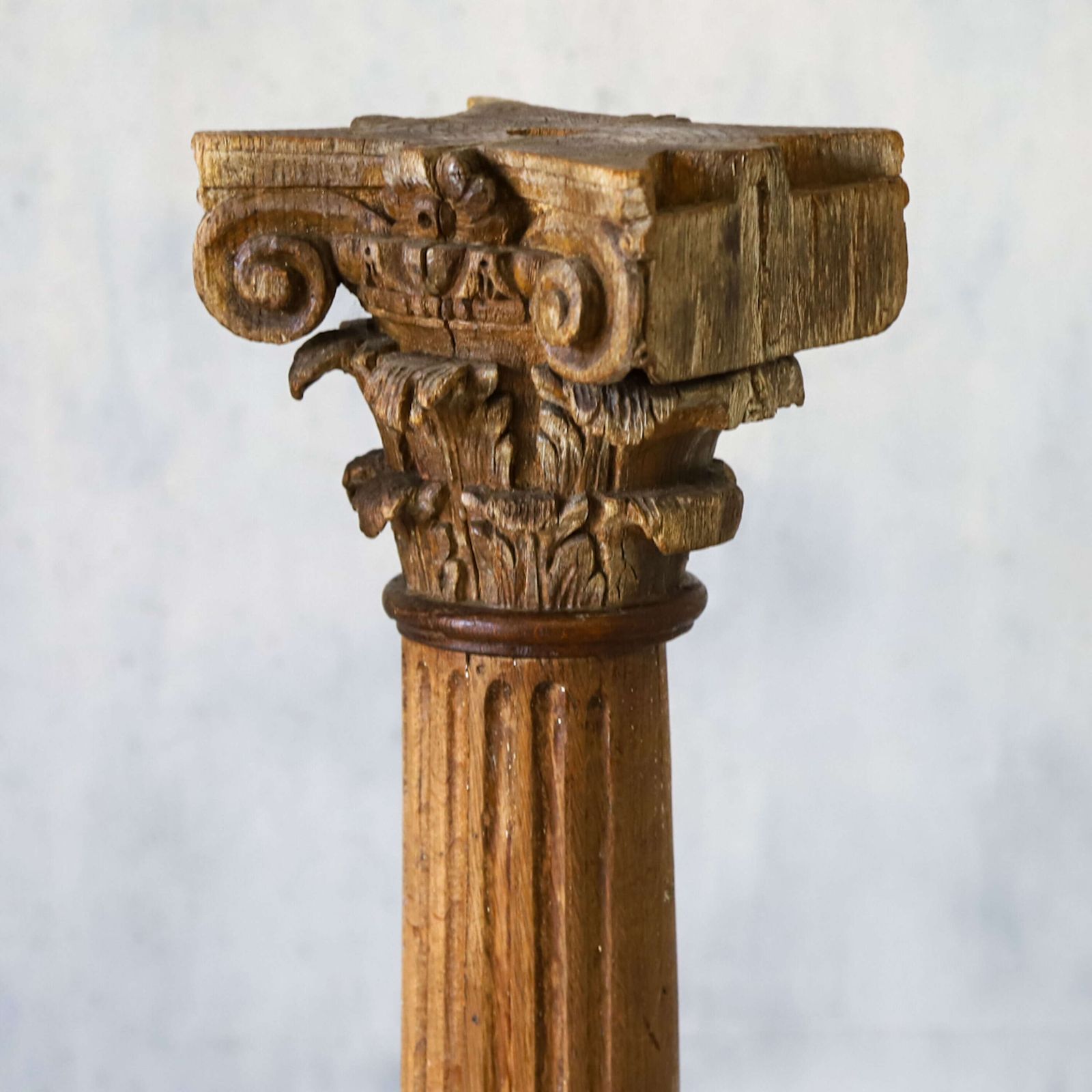 Pair Of Antique Hand Carved Wooden Corinthian Columns   Classical Architectural Display photo 1575.0