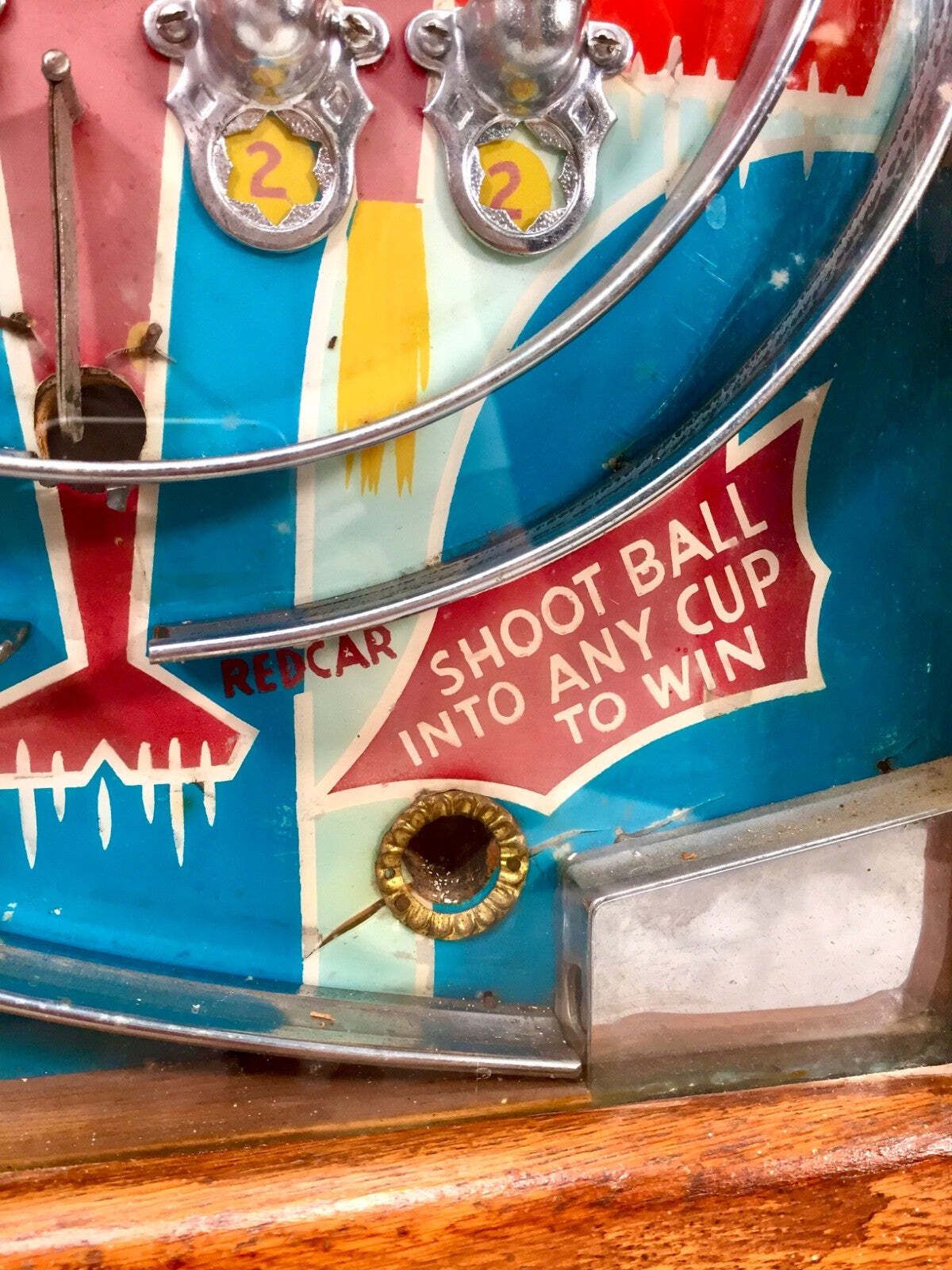 photo furniture Antique Arcade Coin Operated Penny Machine Jet Play By Oliver Whales C.1954