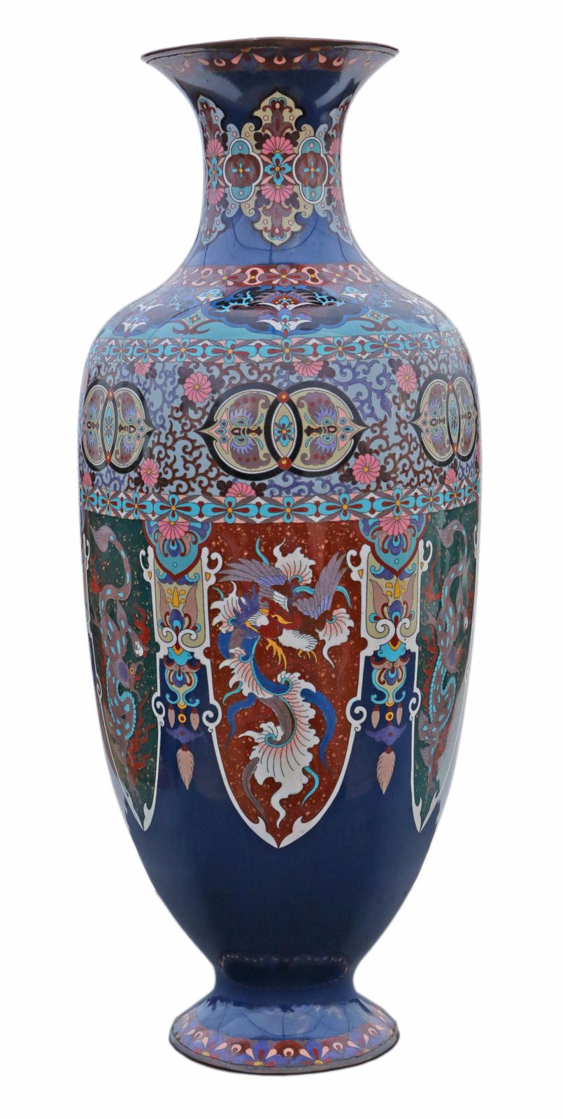 Antique Fine Quality Large 24" Cloisonne Vase 19th Century Meiji Oriental Japanese photo furniture