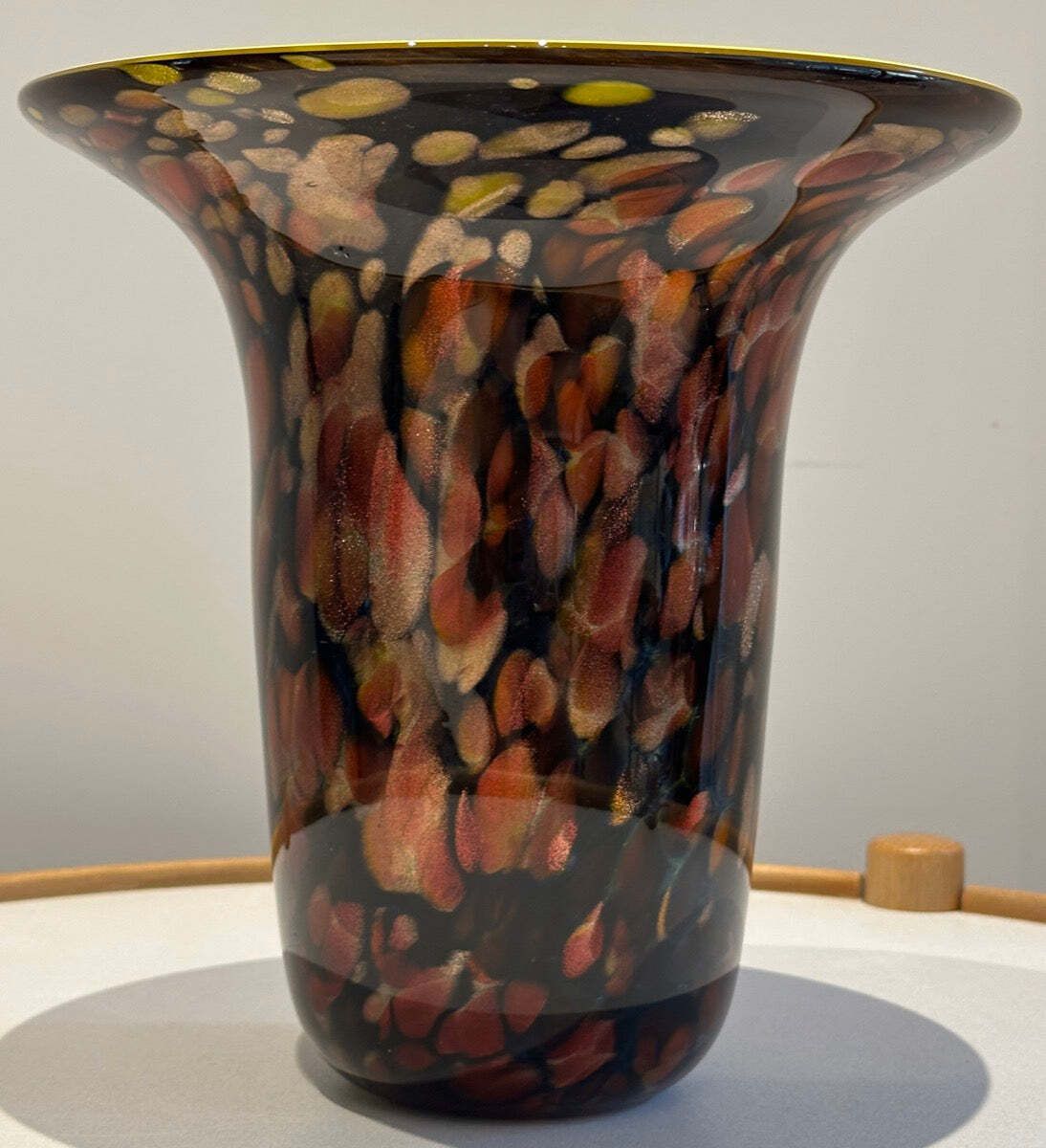 1990s American Contemporary Handblown Brown & Black Aventurine Glass Vase photo Home Decor