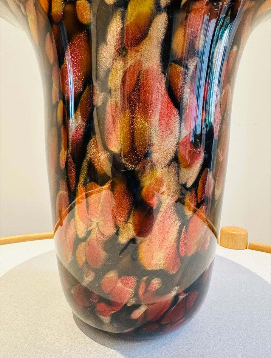 Home Decor 1990s American Contemporary Handblown Brown & Black Aventurine Glass Vase photo