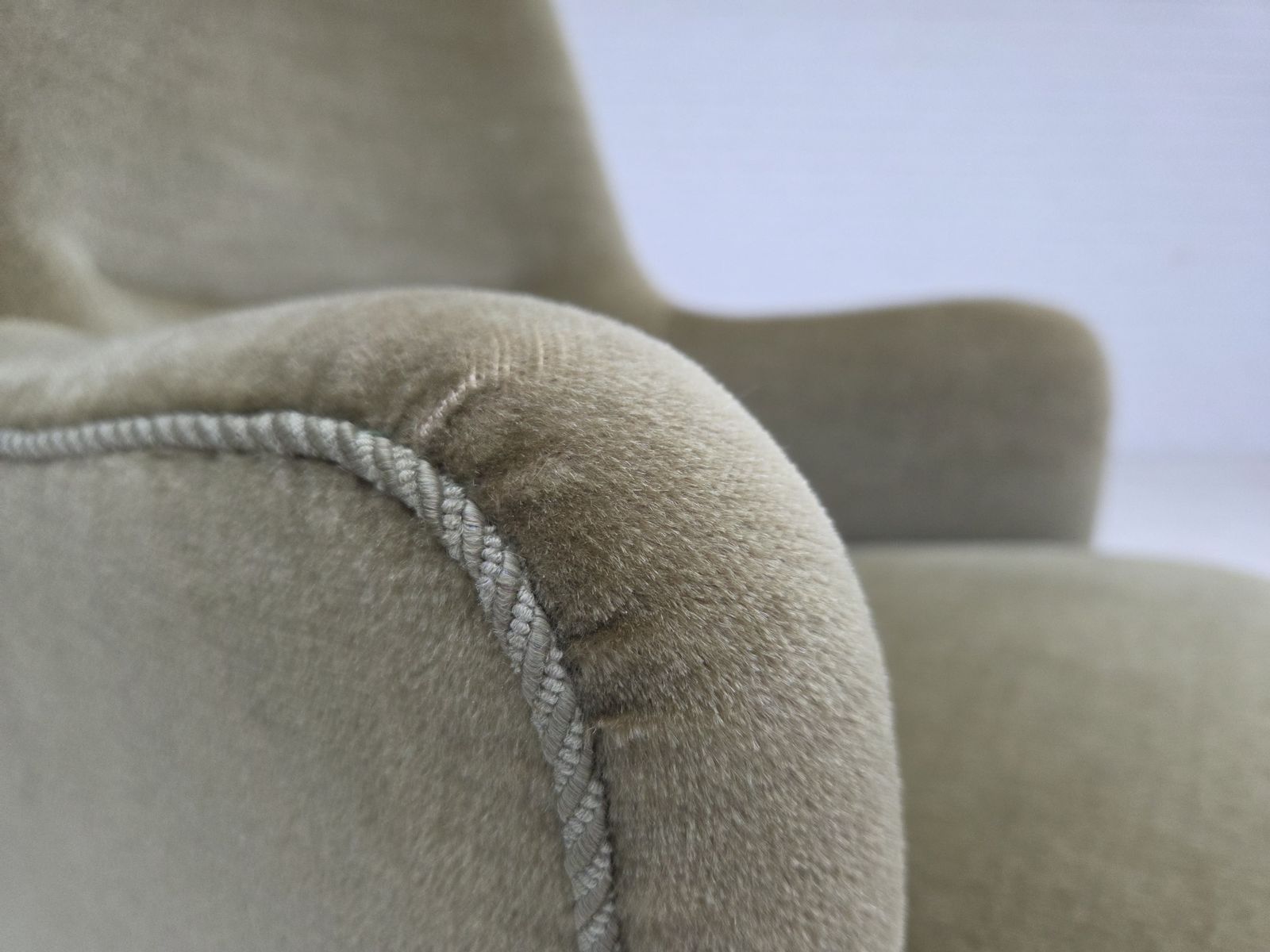 1970s, Danish Highback Armchair, Green Furniture Velour. photo buy