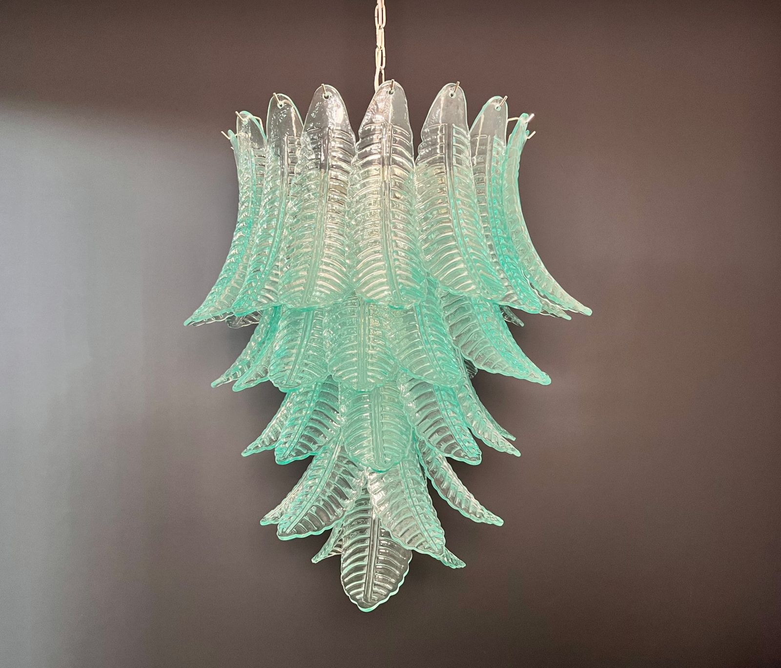 Huge Italian Murano Six Tier Turquoise Felci Glass Chandelier