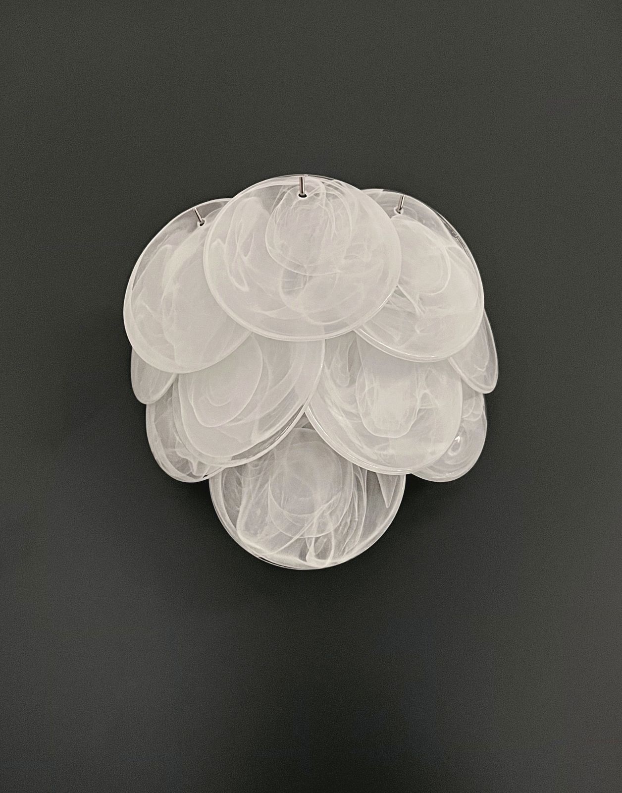 Pair Of Glass Wall Sconces   10 Alabaster White Disks photo 410.0