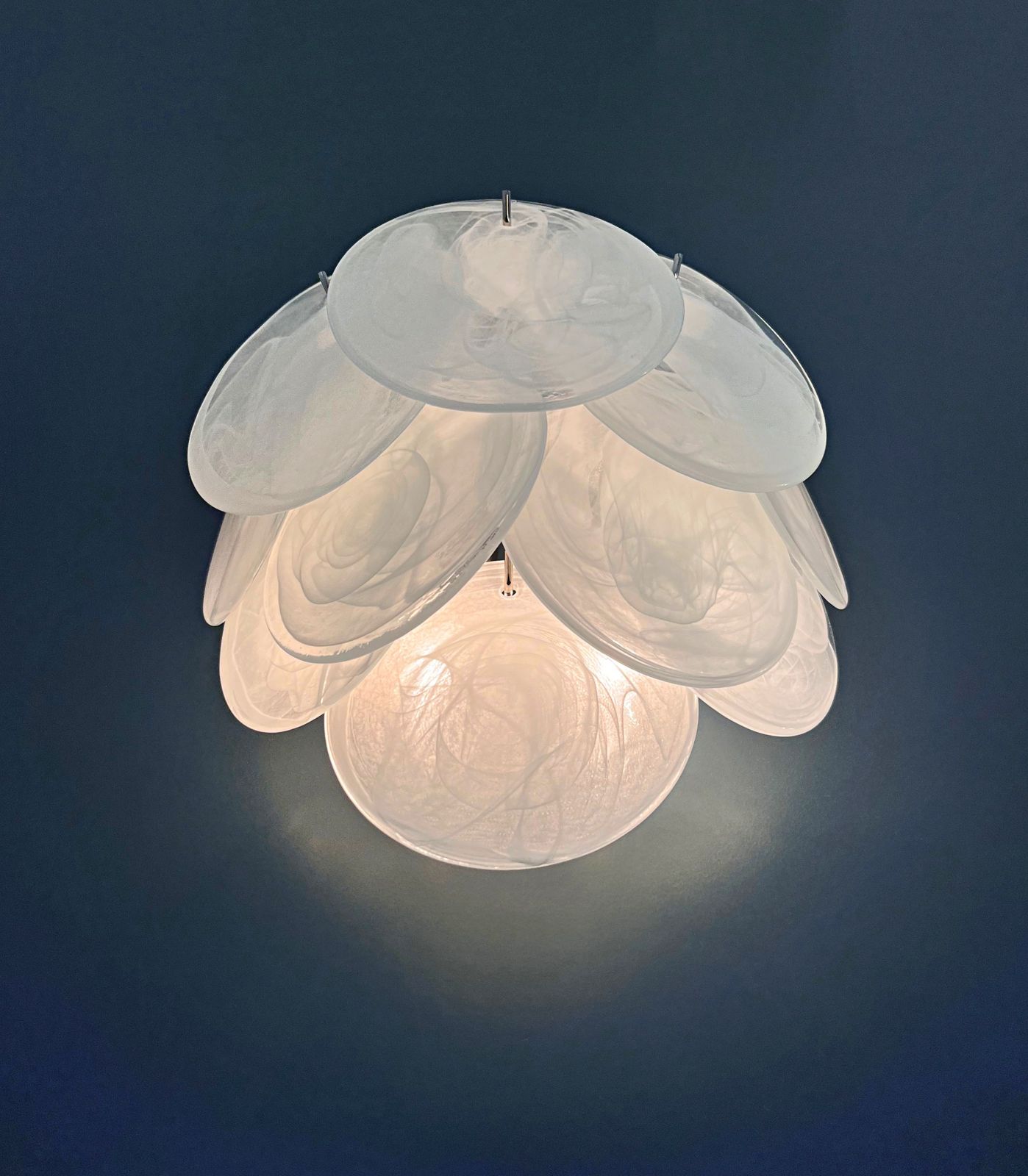 Pair Of Glass Wall Sconces   10 Alabaster White Disks photo buy