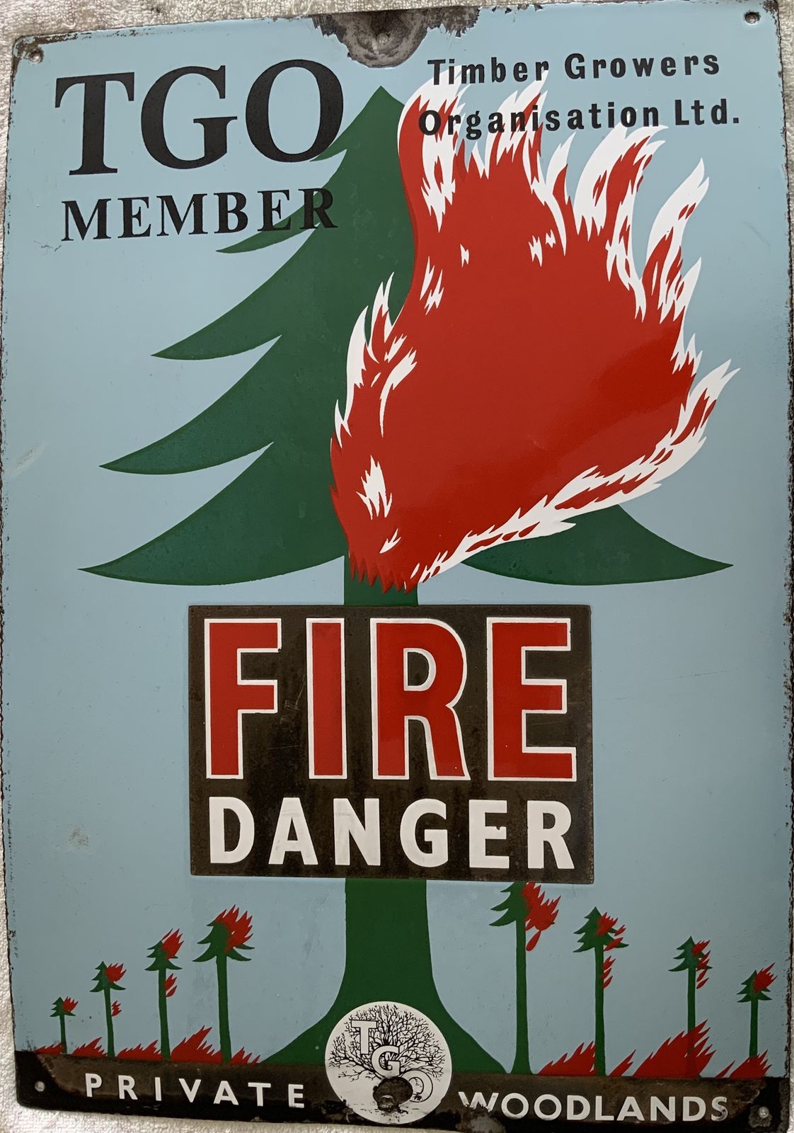 Original Fire Danger Heavy Metal Sign Timber Growers Organisation Ltd