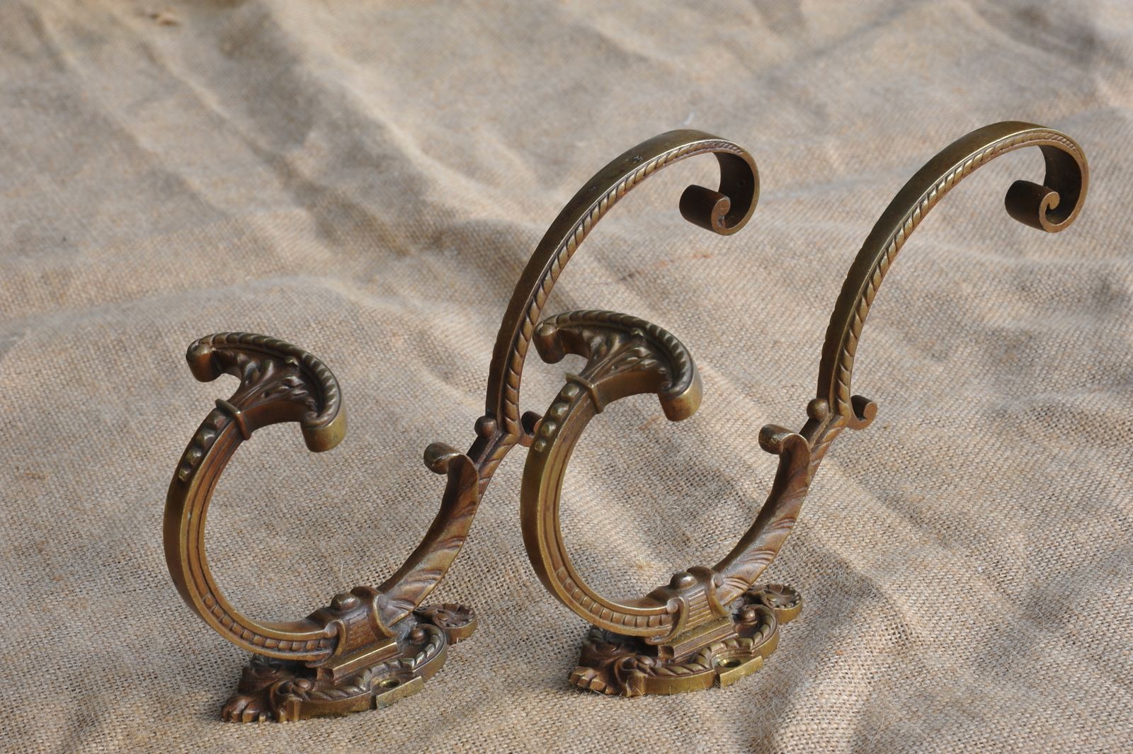 A Fine Pair Of Antique French Bronze Hat And Coat Wall Mounted Hooks