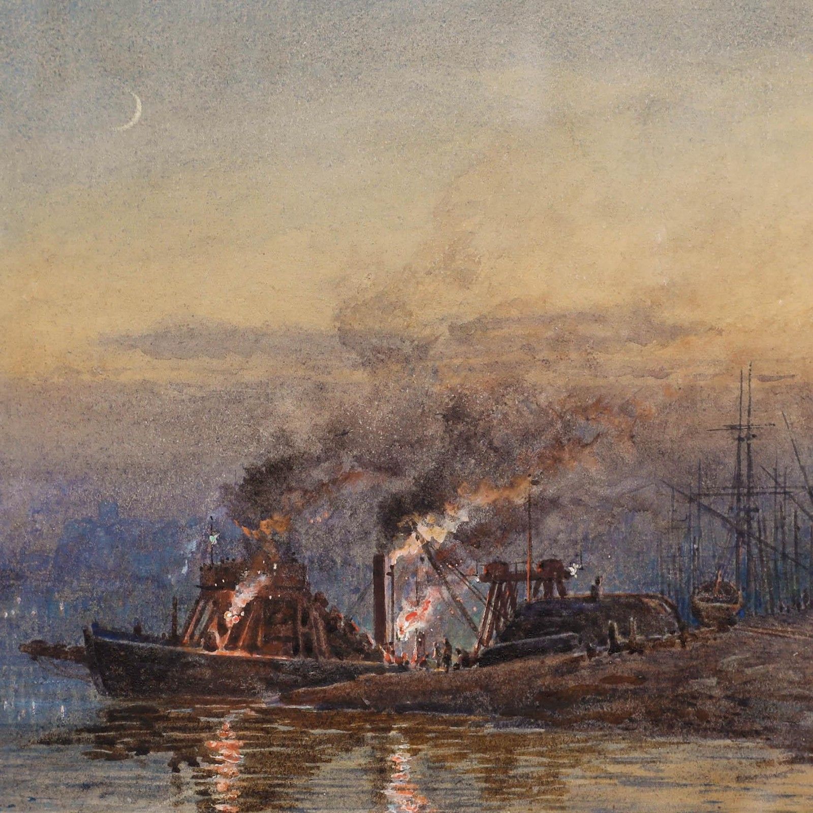 John Mogford Ra (1821 1885) Framed Watercolour, Between The Lights photo 495.0