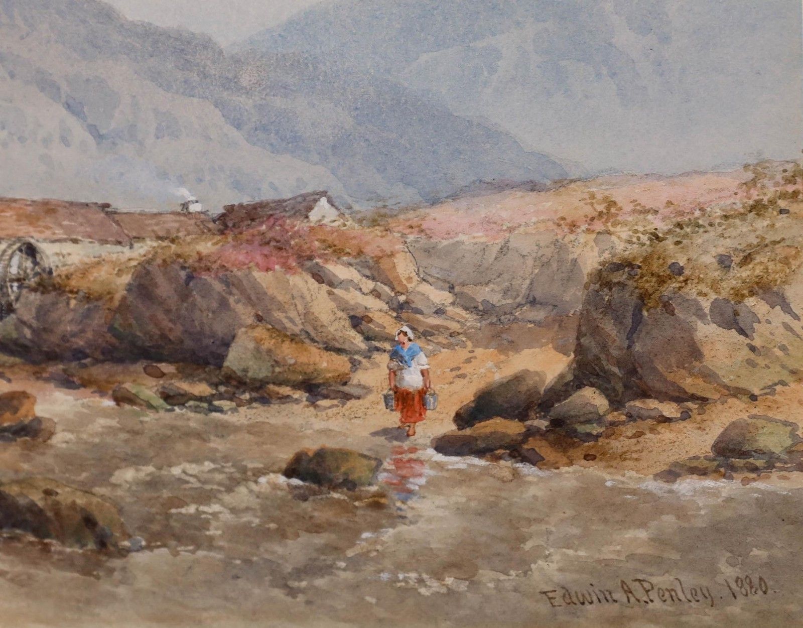 Edwin Aaron Penley (1826 1893) British School 1880 Watercolour, The Watermill photo vinterior