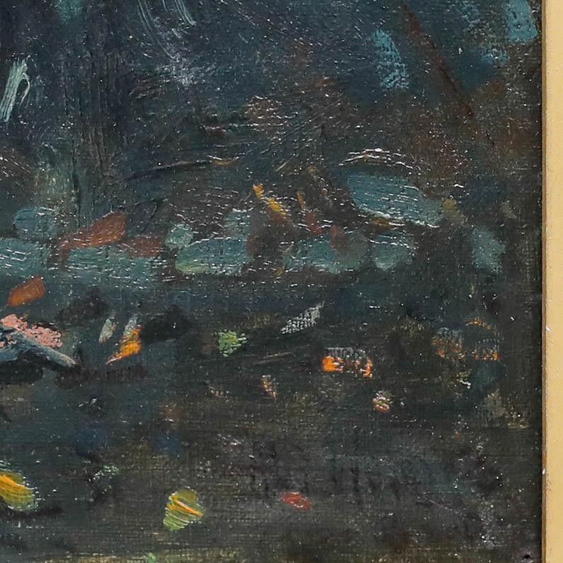 Albert Woods (1871 1944) Early 20th Century Oil, Cattle By A Moonlit Farmstead photo vinterior
