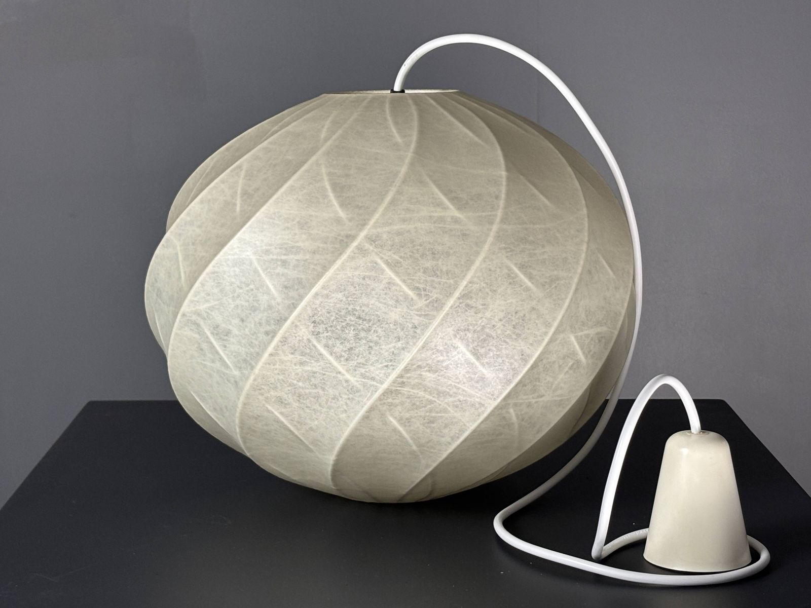 photo for sale Page 1 Of 15 Midcentury Space Age Swirl Cocoon Hanging Pendant Ceiling Lamp, 1960s