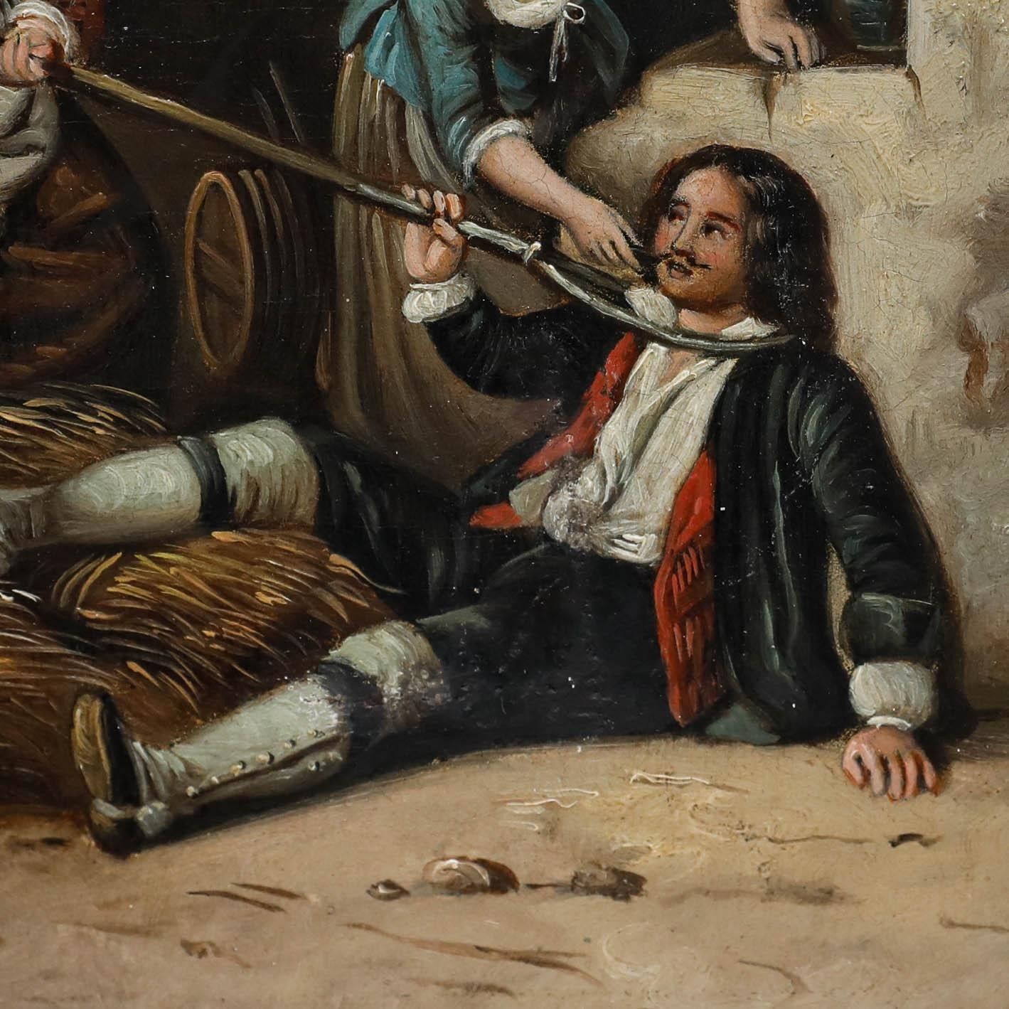 After Jean Alphonse Roehn (1799 1864) 19th Century Oil, Teasing The Farm Hand photo 325.0