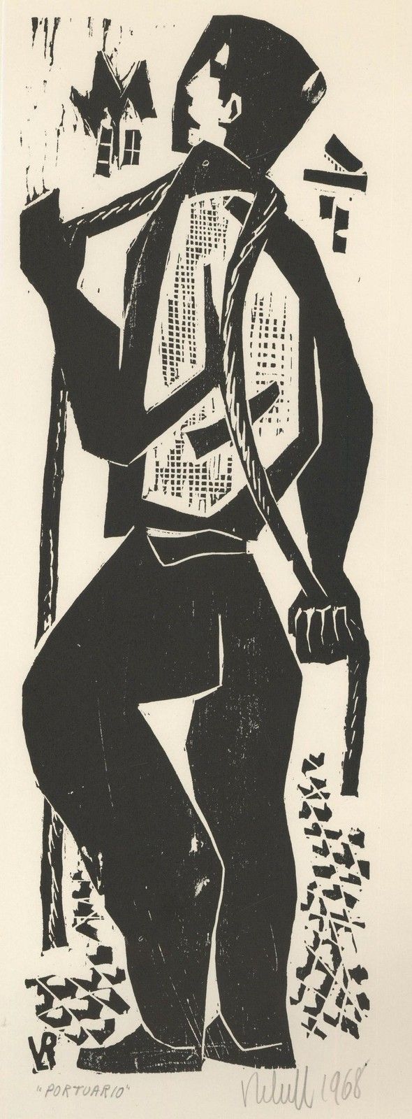 Victor Rebuffo (1903 1983) Mid 20th Century Woodcut, Portuario photo furniture